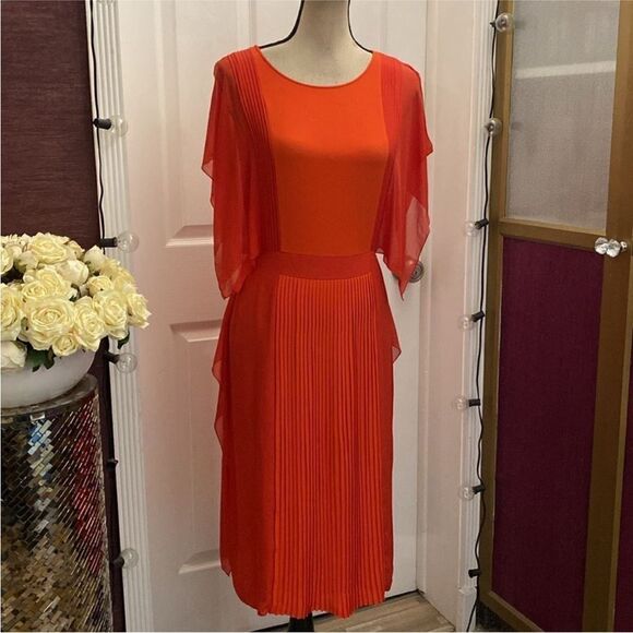 Bcbg Maxazria Runway Elegant Orange/red Chiffon Dress, S - Picture 2 of 10